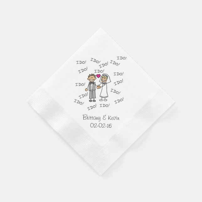 Wedding Couple I Do Personalised Paper  Napkins (Corner)