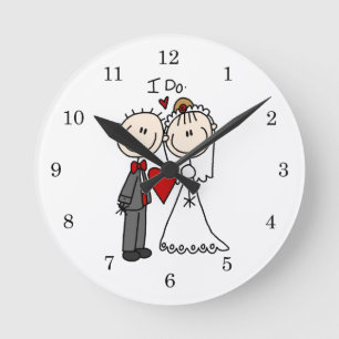 Wedding Couple I Do T-shirts and Gifts Round Clock