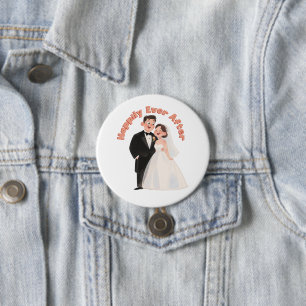 Wedding Couple Illustration Happily Ever After 7.5 Cm Round Badge