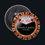 Wedding Couple Las Vegas Style - Red Bottle Opener<br><div class="desc">Bottle Opener. Wedding Couple Las Vegas Style in red and gold. 📌If you need further customisation, please click the "Click to Customise further" or "Customise or Edit Design"button and use our design tool to resize, rotate, change text colour, add text and so much more.⭐This Product is 100% Customisable. Graphics and...</div>