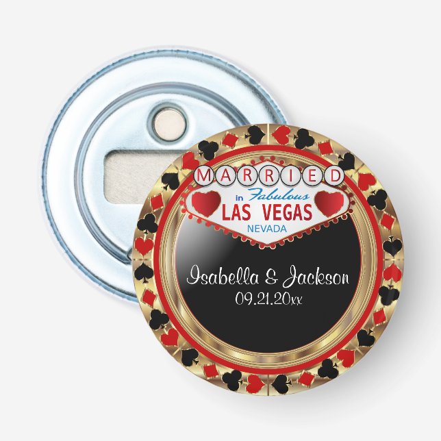 Wedding Couple Las Vegas Style - Red Bottle Opener (Front)