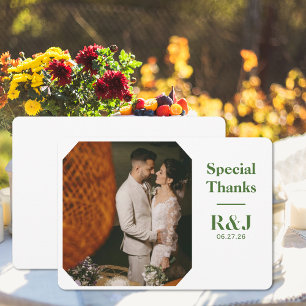 Wedding Couple Monogram Add Photo Thank You Card
