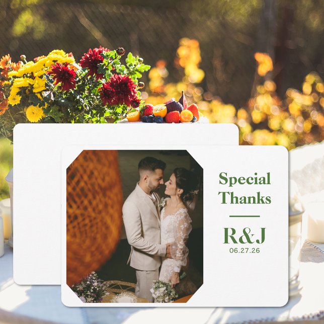 Wedding Couple Monogram Add Photo Thank You Card (Wedding Couple Monogram Add Photo Thank You Card (front and back))