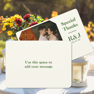Wedding Couple Monogram Add Photo Thank You Card