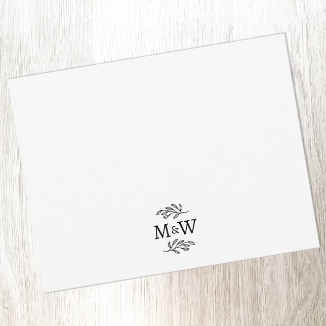 Wedding Couple Monogram Elegant Botanical Card (Modern wedding couple monogram personalized stationery note card)