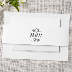 Wedding Couple Monogram Elegant Botanical Leaf Invitation Belly Band