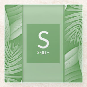 Wedding Couple Monogram Glass Coaster