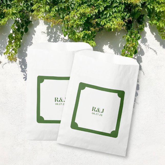 Wedding Couple Monogram Green Favour Bags (Wedding Couple Monogram Green Favor Bags)