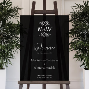 Wedding Couple Monogram Initials Botanical Welcome Acrylic Sign