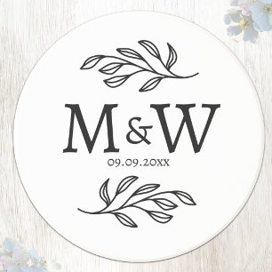 Wedding Couple Monogram Initials Date Botanical Coaster