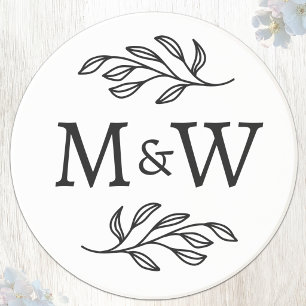 Wedding Couple Monogram Initials Elegant Botanical Coaster