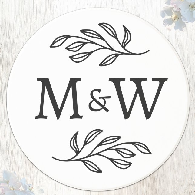 Wedding Couple Monogram Initials Elegant Botanical Coaster (Wedding couple monogram initials wedding favor souvenir coaster)