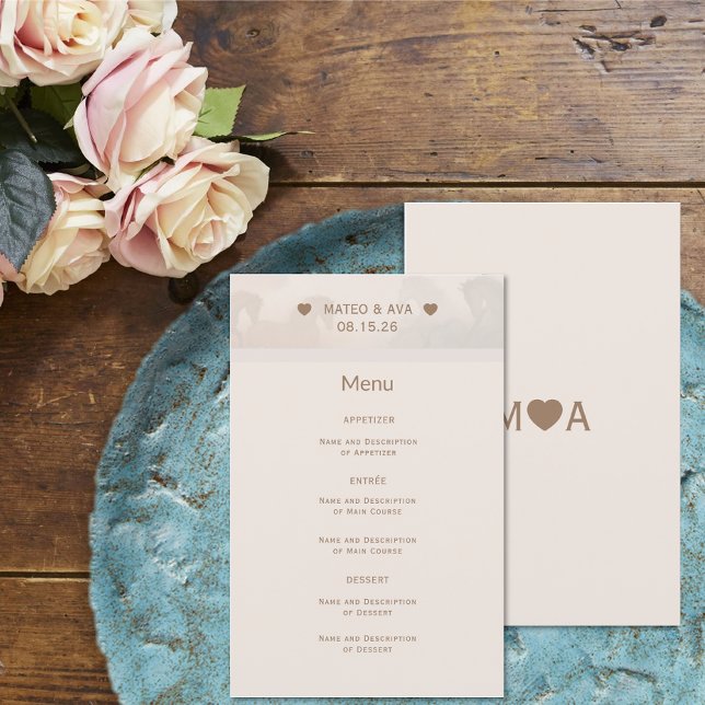 Wedding Couple Monogram Menu (Wedding Couple Monogram Menu (front and back))