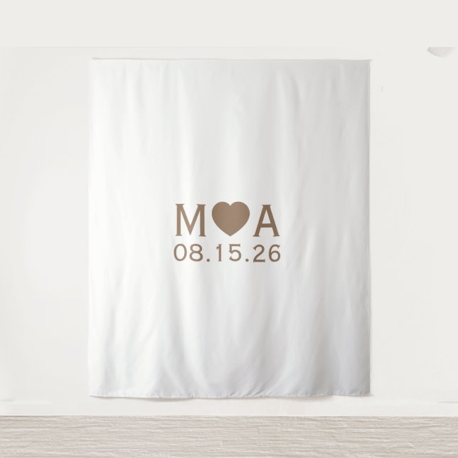 Wedding Couple Monograms Backdrop Tapestry (Front)