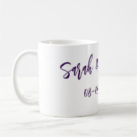 Wedding couple. Name date purple simple minimal mo