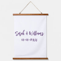 Wedding couple. Name date purple simple minimal mo