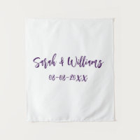 Wedding couple. Name date purple simple minimal mo