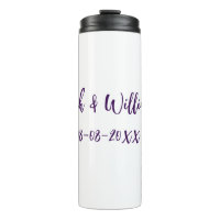 Wedding couple. Name date purple simple minimal mo