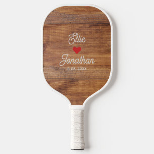 Wedding Couple Name, Heart, Date, Simple Custom Pickleball Paddle