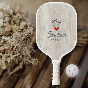 Wedding Couple Name, Heart, Date, Simple Custom Pickleball Paddle