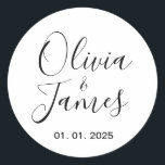 Wedding Couple Name Labels | Round White<br><div class="desc">Wedding Couple Name Labels | Round White Stickers | Wedding Hotel Bag Snack Bag Sweets Desserts Favours Stickers.</div>