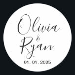 Wedding Couple Name Labels | Round White<br><div class="desc">Wedding Couple Name Labels | Round White Stickers | Wedding Hotel Bag Snack Bag Sweets Desserts Favours Stickers.</div>