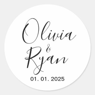 Wedding Couple Name Labels   Round White