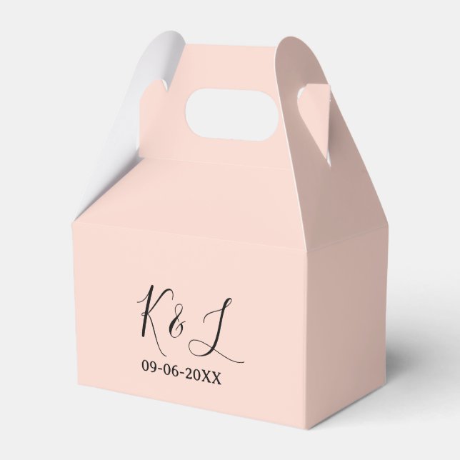 Wedding couple name letter date red pastel backgro favour box (Front Side)