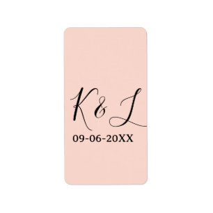 Wedding couple name letter date red pastel backgro label