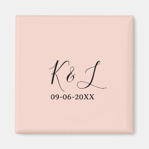 Wedding couple name letter date red pastel backgro magnet