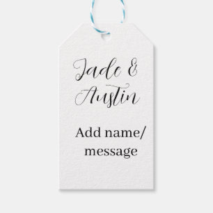 Wedding couple name message date romantic elegant gift tags