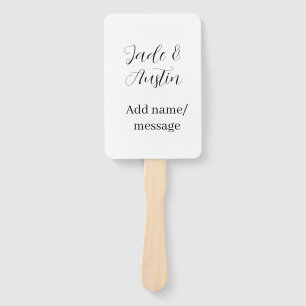 Wedding couple name message date romantic elegant  hand fan