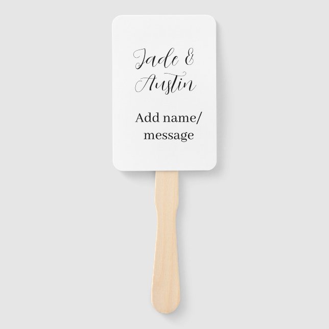 Wedding couple name message date romantic elegant  hand fan (Front)