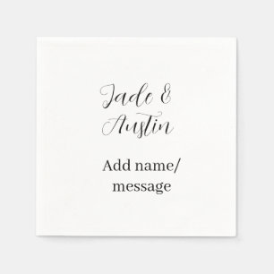 Wedding couple name message date romantic elegant napkin