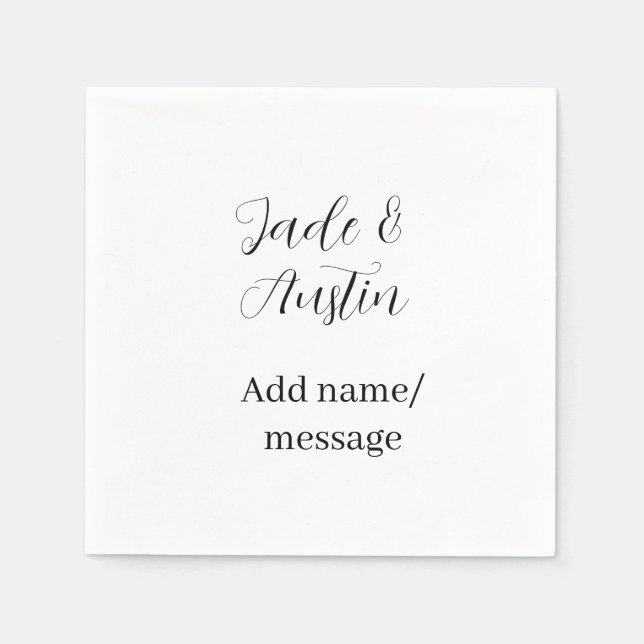 Wedding couple name message date romantic elegant  napkin (Front)