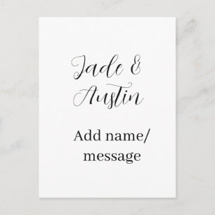 Wedding couple name message date romantic elegant  postcard