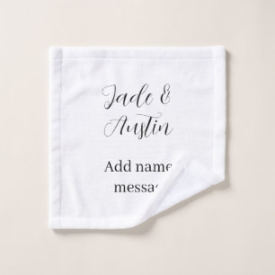 Wedding couple name message date romantic elegant  wash cloth