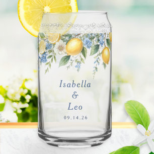 Wedding Couple Names Amalfi Lemons Elegant Can Glass