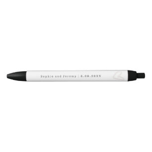 Wedding Couple Names Ecru Heart Black Ink Pen