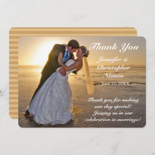 Wedding Couple on Sunset Beach Thank You Card