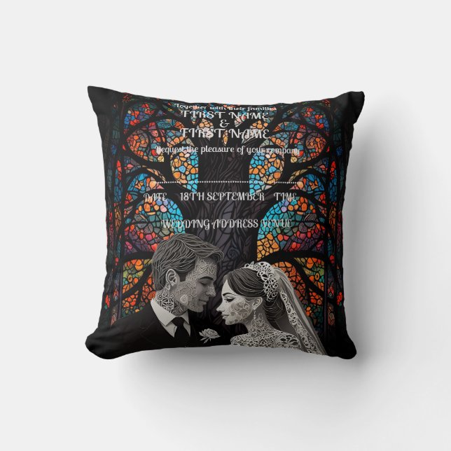 Wedding couple personalised gift ideas cushion (Front)