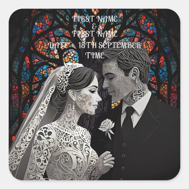 Wedding couple personalised gift ideas square sticker (Front)