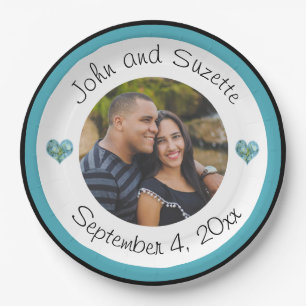 Wedding Couple Personalized Photo Names Date Paper Plate