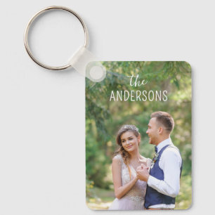 Wedding Couple Photo Monogrammed Keepsake Gift Key Ring