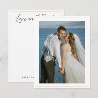 Wedding Couple Photo Name Love And Thanks  Card