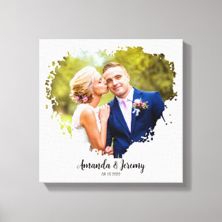 Wedding Couple Photo Watercolor Anniversary  Canvas Print
