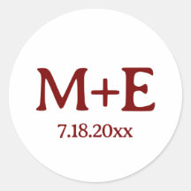 Wedding Couple Red Initials & Date