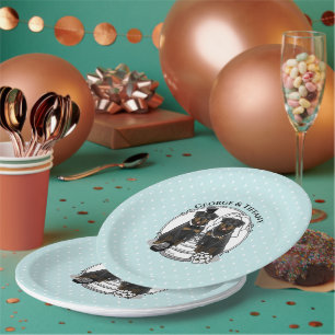 Wedding Couple Rottweilers Bride and Groom Dogs Paper Plate