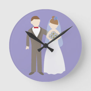Wedding Couple Round Clock