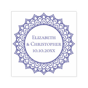 Wedding Couple Round Mandala Save The Date Self-inking Stamp